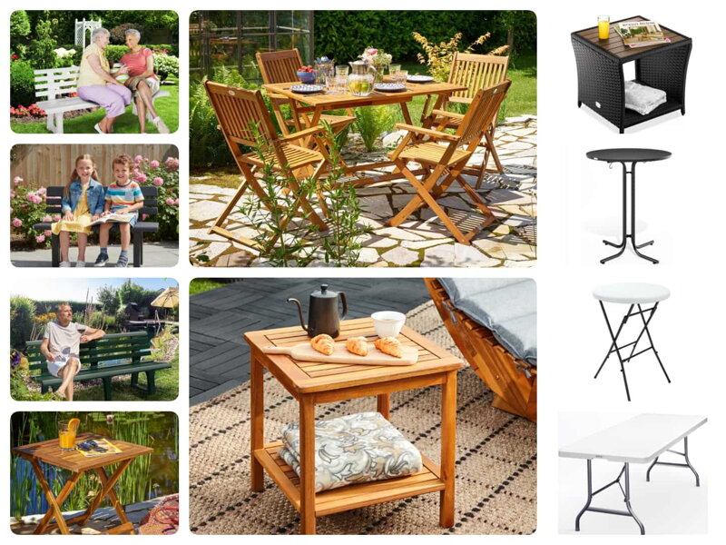 Záhradné stolíky a lavice