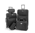 Čierna sada cestovných kufrov zložená z 5 kusov kufrov a tašiek