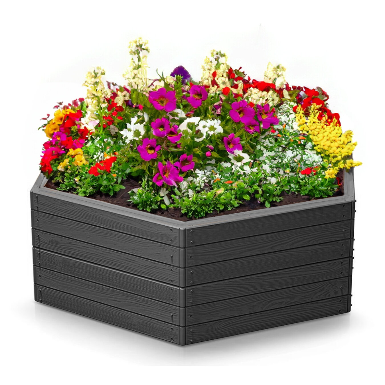 Vyvýšený záhon BASE WOODY, 148x129x25cm, antracitová