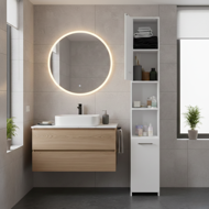 Vysoká skrinka do kúpeľne SILKE, 180x30x30cm, biela