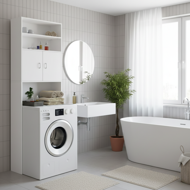 Vysoká skrinka nad práčku SILKE, 185x63x20cm, biela