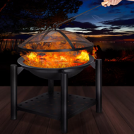 Ohnisko s priestorom na drevo FIRE, Ø55cm, čierna