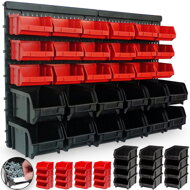 Závesný organizér do dielne ORDER, 30 boxov, 64x2x38cm, červená/čierna