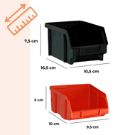 Závesný organizér do dielne ORDER, 30 boxov, 64x2x38cm, červená/čierna