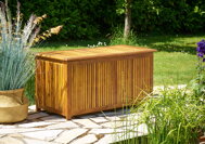 Akáciový drevený úložný box so zahrnutou vnútornou plachtou, 115x50x59cm
