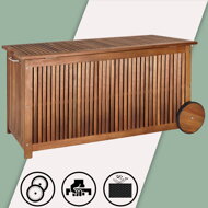 Drevený úložný box ACACIA s kolieskami, 117x52x58,5cm, prírodná hnedá