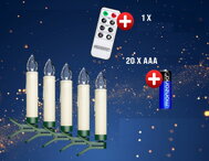 Sviečky na vianočný stromček CANDLE, 20ks, 10,5cm, teplá biela