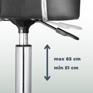 Taburetka na kolieskach OXANA s opierkou na nohy, Ø35cm čierna
