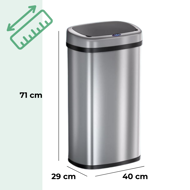 Senzorový odpadkový kôš DEUS, 58 litrov, strieborná