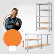 Regál s vysokou nosnosťou HEAVY, 2-kusy, max875kg, 90x40x180cm strieborná
