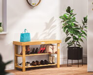 Lavica do predsiene s priestorom na topánky NINA, 90x32x46cm,  prírodná hnedá