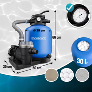 Piesková filtrácia k bazénu AQUA 9 960 l/h, modrá