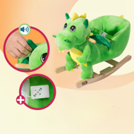 Hojdací dráčik DINO s bezpečnostným pásom, zelená