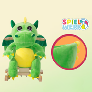 Hojdací dráčik DINO s bezpečnostným pásom, zelená