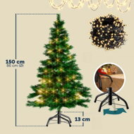 Umelý vianočný stromček RUDOLPH so svetielkami, 150cm, zelená