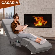 Leňoška LONDON s masážnou a vyhrievacou funkciou, 186×55×89cm, šedá