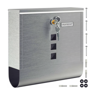 Poštová schránka s valcom na noviny POST, 30,5x10x33,5cm, strieborná