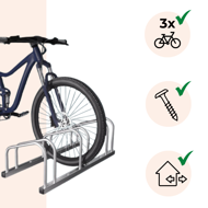 Stojan na 3 bicykle BIKE, 84x32x27cm, strieborná