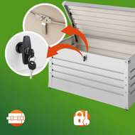 Kovový úložný box METALBOX, 385L, 120x62x63cm, šedá