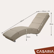 Leňoška LONDON s masážnou a vyhrievacou funkciou, 186×55×89cm, béžová