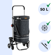 Nákupná taška na kolieskach do schodov COMFORT, 50l,  čierna
