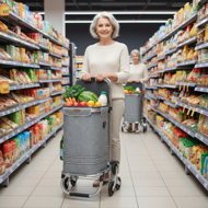 Nákupná taška na kolieskach do schodov COMFORT,50l, šedá