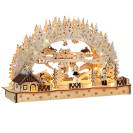 Vianočný LED oblúk CLEMENT, 45x12,5x28cm, prírodná hnedá