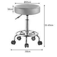 Taburetka na kolieskach OXANA s opierkou na nohy, Ø35cm šedá
