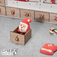 Drevený adventný kalendár SANTA CLAUS s osvetlením, 35x6x27cm, biela/hnedá