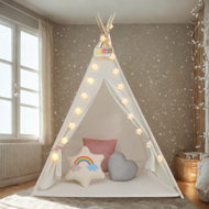 Detský stan teepee JULIA, 120x120x160cm, béžová/ružová