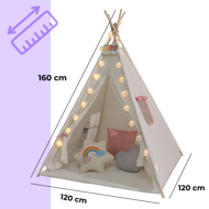 Detský stan teepee JULIA, 120x120x160cm, béžová/ružová