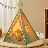 Detský stan teepee JULIUS, 120x120x160cm, šedá/modrá