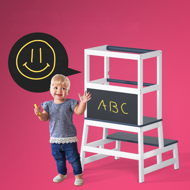 Učiaca veža PLAY borovica, 93x56x49, biela/antracit