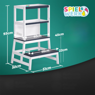 Učiaca veža PLAY borovica, 93x56x49, biela/antracit