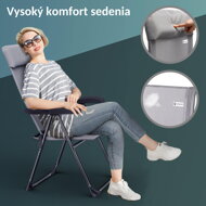 Hliníková záhradná stolička s vysokým operadlom šedá 