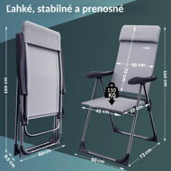 Záhradná stolička s vysokým operadlom šedá 