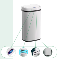 Senzorový odpadkový kôš DEUS, 58 litrov, biela