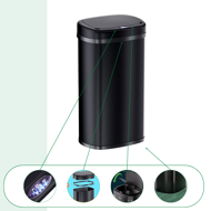 Senzorový odpadkový kôš DEUS, 58 litrov, čierna