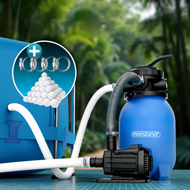 Piesková filtrácia k bazénu AQUA s filtračnými guľôčkami, 5 000 l/h, modrá