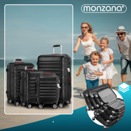 Sada škrupinových kufrov AERO, 4-dielna, ABS, čierna