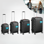 Sada škrupinových kufrov AERO, 4-dielna, ABS, čierna