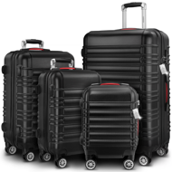 Sada škrupinových kufrov AERO, 4-dielna, ABS, čierna