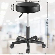 Taburetka na kolieskach BONY, Ø35cm, čierna