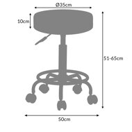 Taburetka na kolieskach OXANA s opierkou na nohy, Ø35cm biela