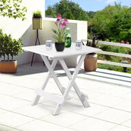 Sklápací stolík z umelej hmoty, kempingový stolík Garten 45x43x50cm biely