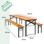 Pivný set KLASIK, 170cm, prírodná hnedá