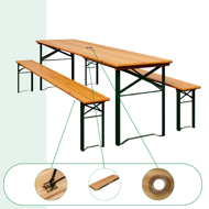 Pivný set KLASIK, 170cm, prírodná hnedá
