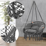Závesné kreslo BOHO s vankúšmi, Ø61cm, antracitová