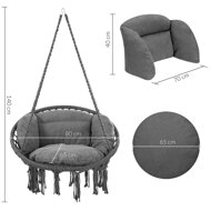 Závesné kreslo BOHO s vankúšmi, Ø61cm, antracitová