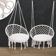 Závesné kreslo BOHO s vankúšmi, Ø61cm, béžová